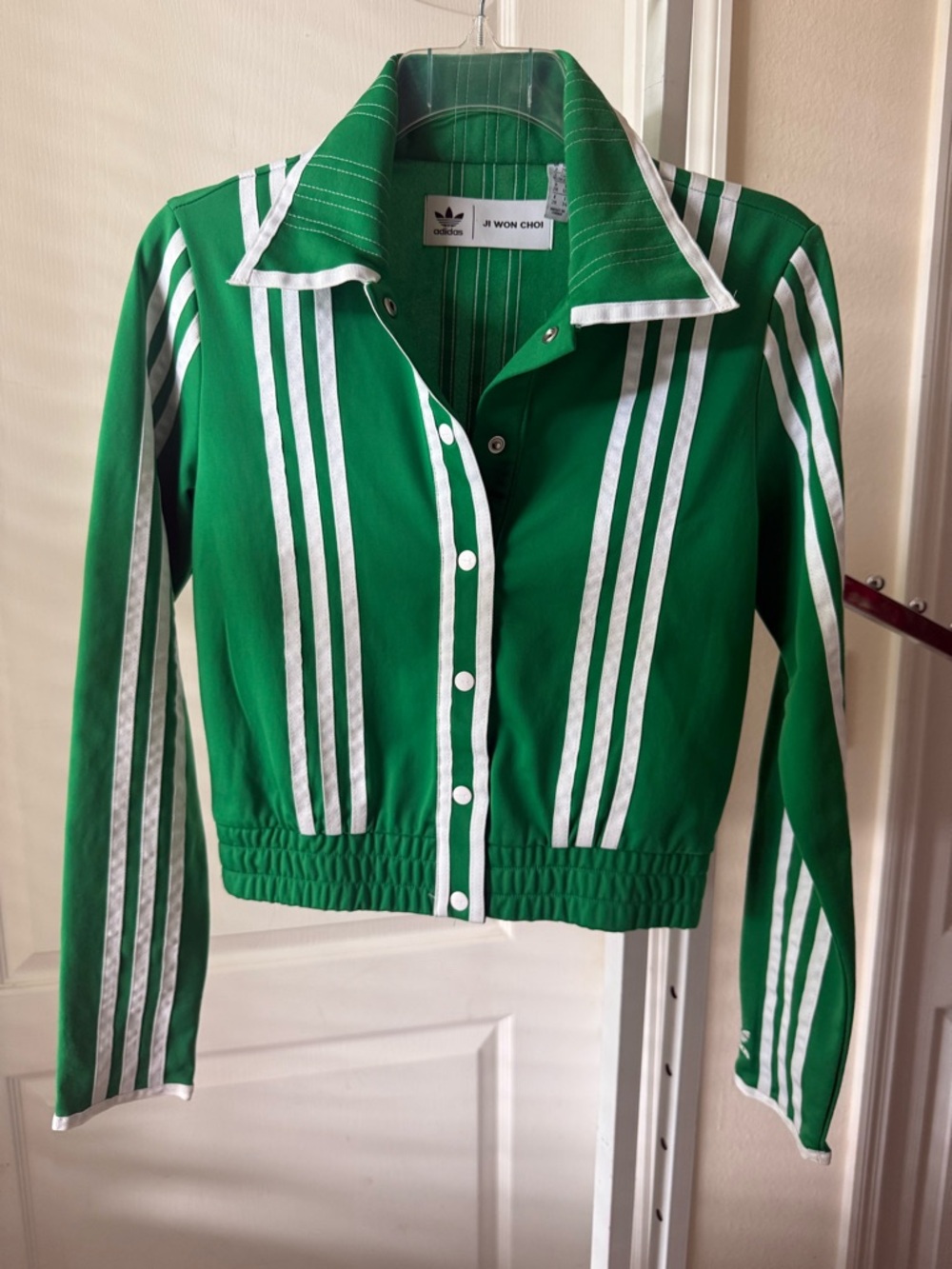 Adidas JI WIN CHOI Green Track Jacket with White Pinstripes 2 XS - Picture 4 of 16